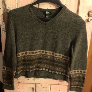 Vintage “Six” Crop Sweater